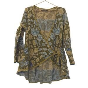 Floral Patterned Wrap Sweater